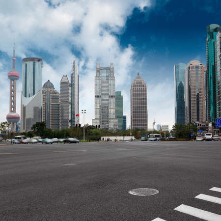 the street scene of the century avenue in shanghai,China. の写真素材