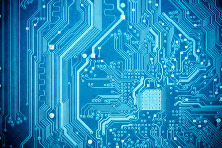close up of the blue circuit boardの写真素材
