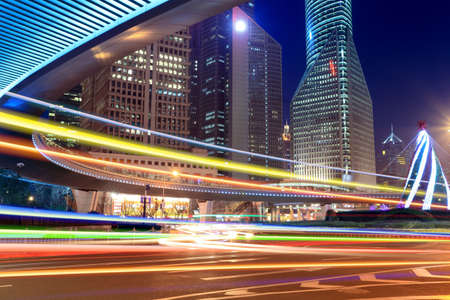 light trails on metropolitan in shanghai,China