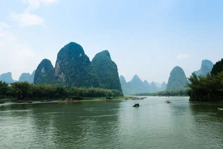 beautiful karst landform scenery in guilin, Chinaの写真素材