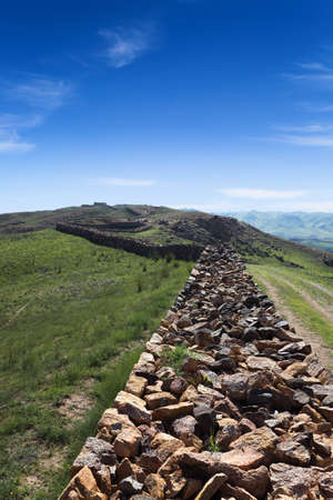 Qin dynasty great wall ruins in inner mongolia,Chinaの写真素材