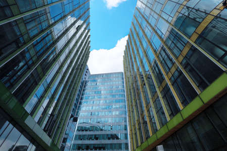 modern glass buildings in shanghaiの写真素材