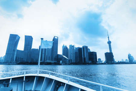 shanghai skyline from north bund view,to pudong by ferry