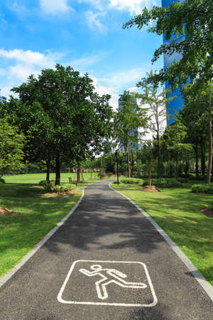 jogging road with greenbelt park in shanghai