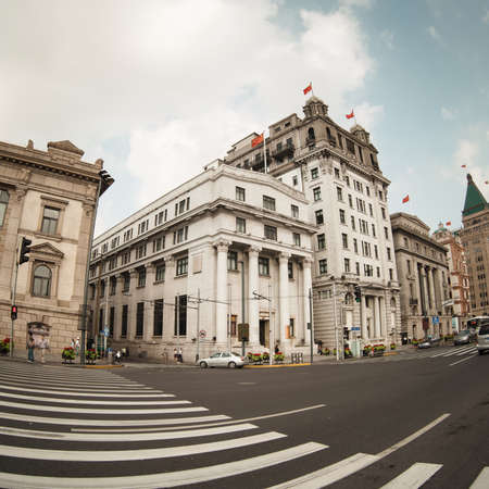 the scene of the bund street in shanghai,China の写真素材