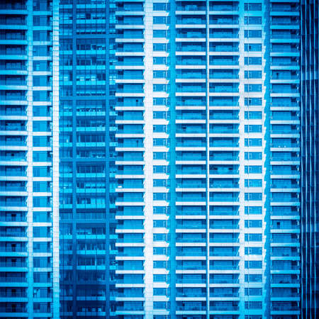 closeup of the modern residential building with blue tone