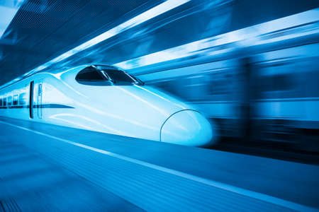 china railway highspeed train with blue toneのeditorial素材