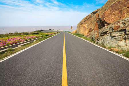 beautiful seaside highway  background closeupの写真素材