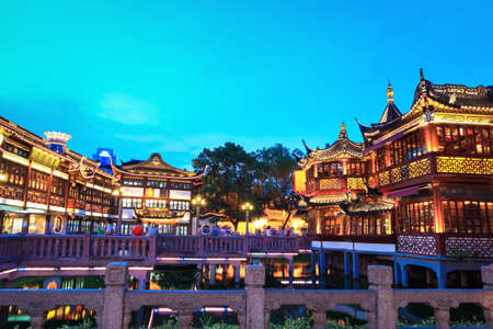 shanghai yuyuan garden at dusk,China.の写真素材