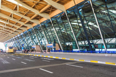 modern airport terminal entrance in shanghai's pudongのeditorial素材