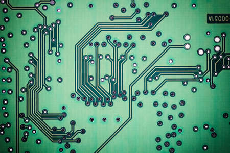 green printed circuit board background textureの写真素材