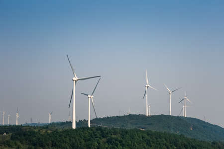 wind farm - new energy in jiangxi poyang lakeの写真素材