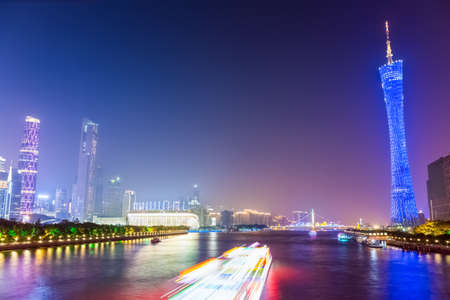 beautiful scenery on both sides of the pearl river in guangzhou ,Chinaのeditorial素材