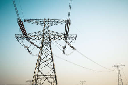 high voltage electric tower , strong electricity transmission background