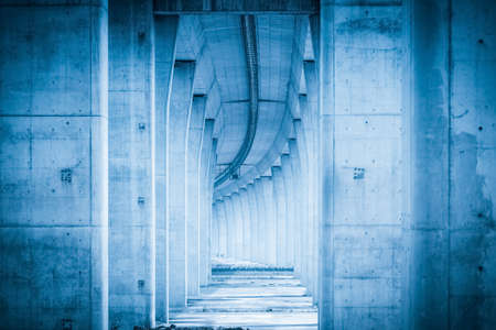 closeup of building structure of bridge pierの写真素材