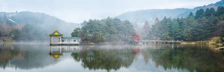 a panoramic view of the lake in lushan mountain, China