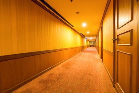 warm corridor in the hotel with carpetのeditorial素材