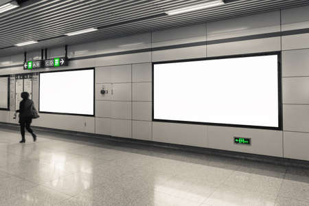 blank billboard at the subway station exitのeditorial素材