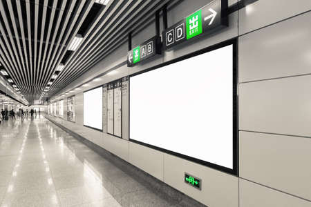 blank billboard in subway station ,hangzhou, China.のeditorial素材