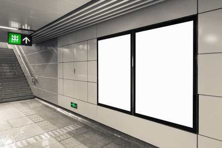 blank billboard at the subway station exitのeditorial素材
