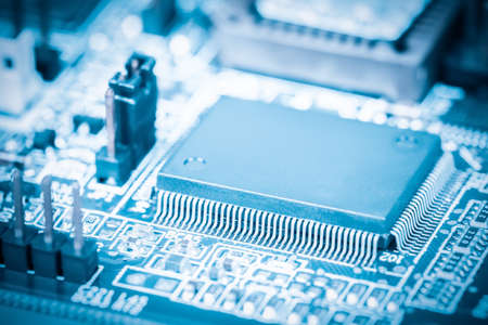 closeup of the processor with electronic circuit boardの写真素材