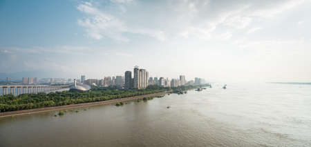 beautiful city of jiujiang in the yangtze river side,jiangxi,Chinaの写真素材