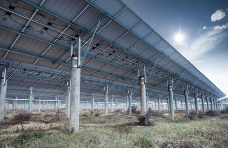 solar panels against a blue sky  ,renewable energy backgroundの写真素材