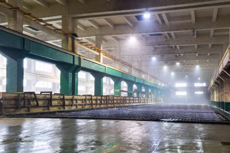 zinc electrowinning workshop closeup in lead and zinc smelterのeditorial素材