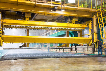 travelling crane closeup in zinc electrowinning workshopのeditorial素材