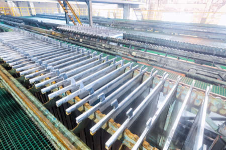 electrolytic zinc production line closeup in lead and zinc smelterのeditorial素材