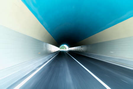 speed motion in tunnel, blurred motion toward the centralの写真素材