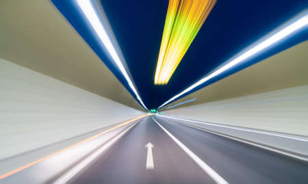 tunnel background with car driving speed blurred motion