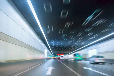 tunnel in suzhou under the lake with motion blur, Chinaの写真素材