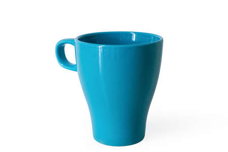 blue cup isolated on whiteの写真素材