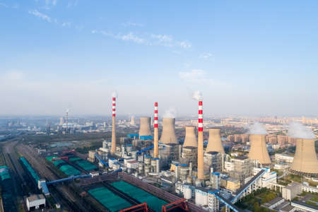 aerial view of modern large thermal power plant on dezhou city ,shandong province,China