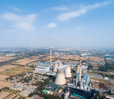 aerial view of thermal power plant, liaocheng city ,shandong province,China