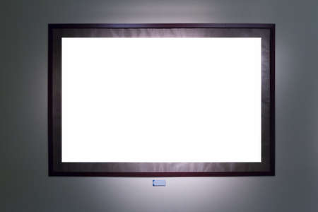 blank single frame on the wall in exhibition roomの写真素材