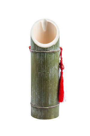 bamboo tube liquor isolated on white with clipping path, chinese traditional beverageの写真素材