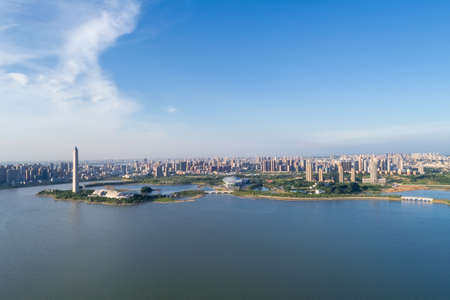 city and lake, jiujiang cityscape  ,Chinaの写真素材