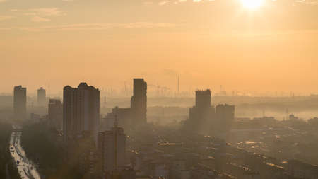 industrial city skyline in morning, jiujiang , Chinaの写真素材