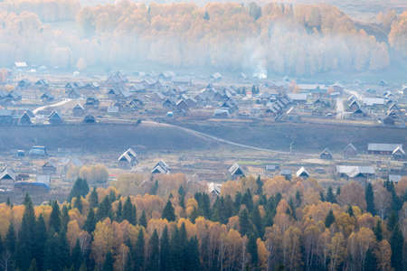 beautiful hemu villages in xinjiang, Chinaの写真素材