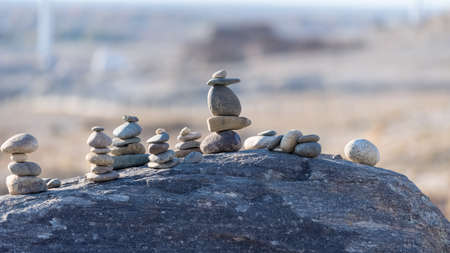 stone pile closeup, concept of balance and harmonyの写真素材