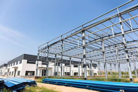 industrial factory building under constructionのeditorial素材