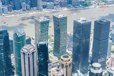 full of highrise buildings in lujiazui financial and trade center, shanghai, China