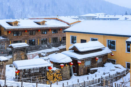 scenery of snow village in shuangfeng forest farm ,mudanjiang city, heilongjiang province, China