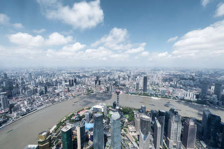 aerial view of shanghai cityscape, Chinaの写真素材