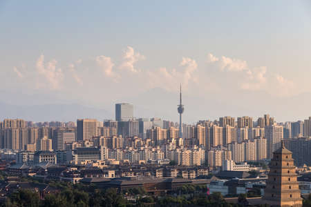xian cityscape at duskの写真素材