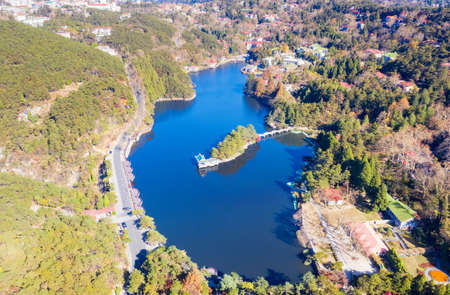 aerial view of mount lu landscape in autumn, a famous tourist resort in China