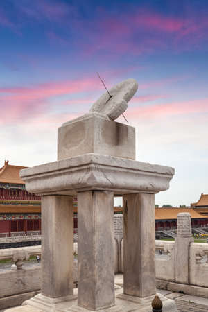 traditional sundial in beijing forbidden city , Chinaのeditorial素材