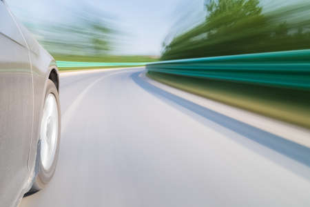 car driving on the ramp with fast motion blur